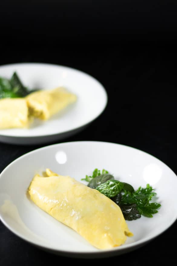 Omelettes with Spring Onion, Goat Cheese and Thyme