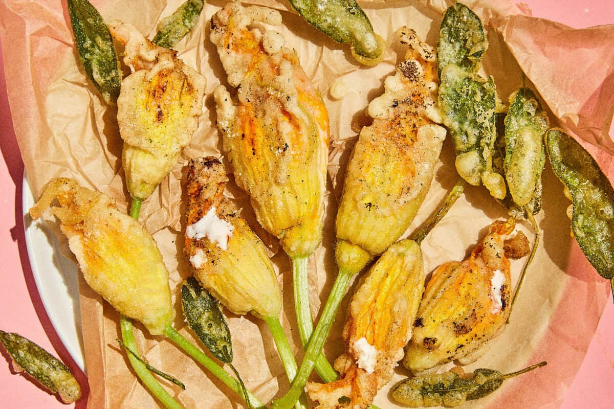 Fried Squash Blossoms and Sage