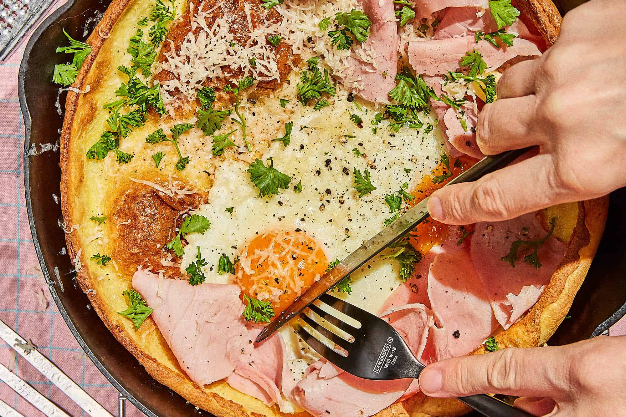 Dutch Baby with Ham, Egg and Cheese