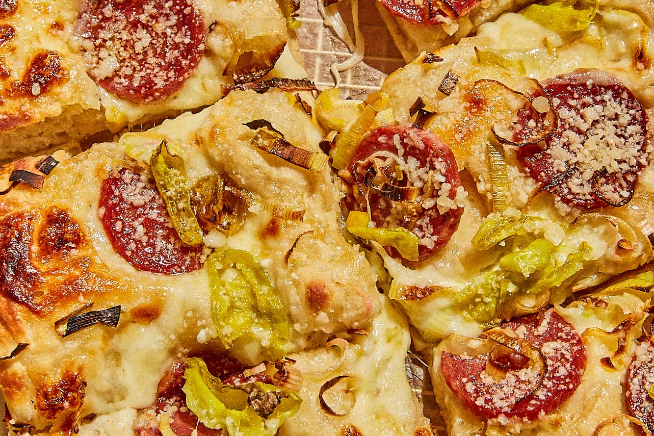 Pan Pizza with Pepperoncini and Salami